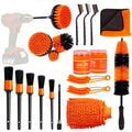20-piece set for cleaning and maintaining vehicle interior and exterior surfaces