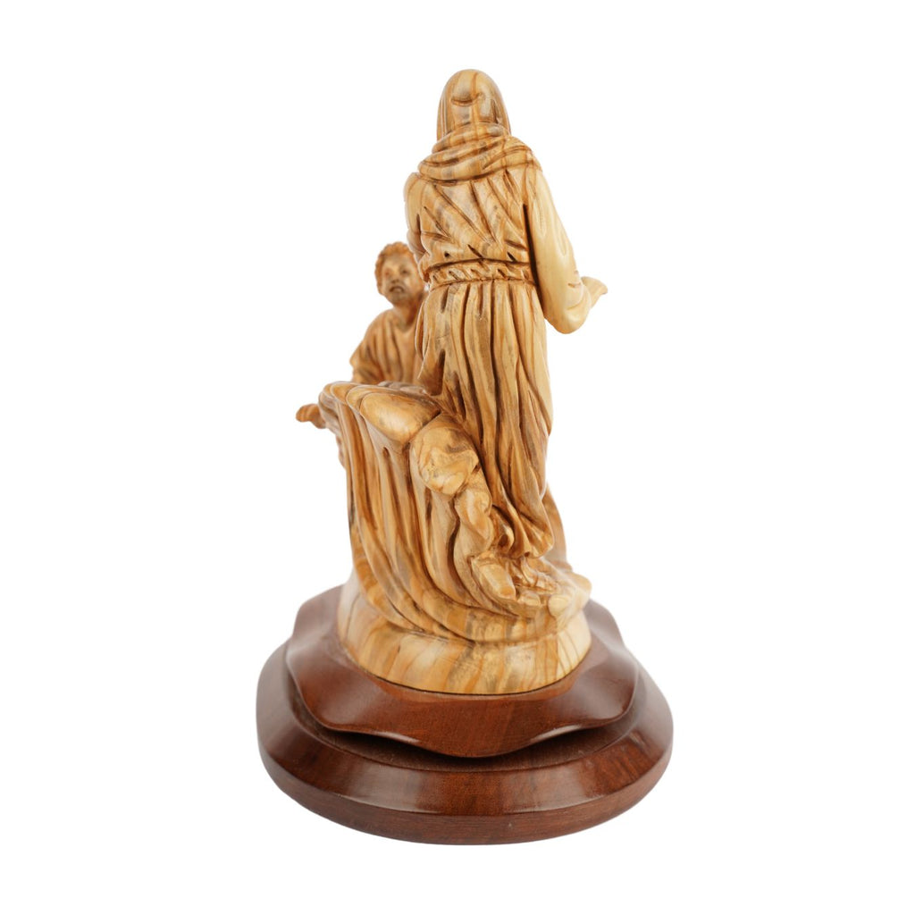 Hand-Carved "Jesus Rescues Peter" Scene – Exclusive Olive Wood Sculpture from Bethlehem (23 cm)