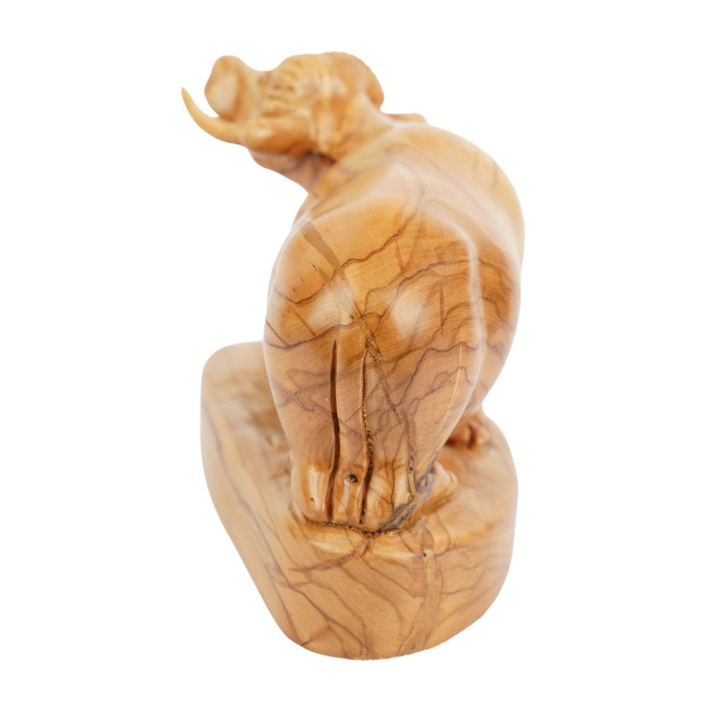Hand-carved ox made of olive wood – Exclusive wooden sculpture from Bethlehem (18 cm)