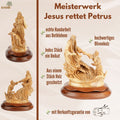 Hand-Carved "Jesus Rescues Peter" Scene – Exclusive Olive Wood Sculpture from Bethlehem (23 cm)