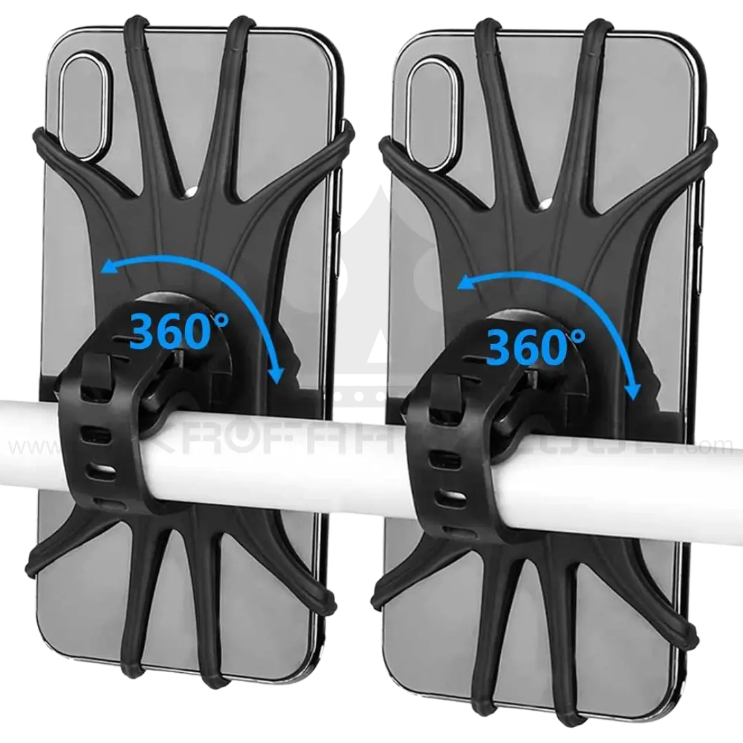 Robust Rubber Phone Holder 360° for Bicycle E-Scooter Handlebars - Secure Grip