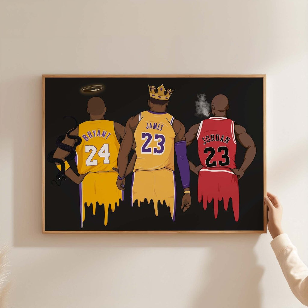 Basketball Legends Trio Poster · Street Art Illustration · Pop Art Sport Design · Urban Athlete Artwork · Modern Wall Art · Unframed Print