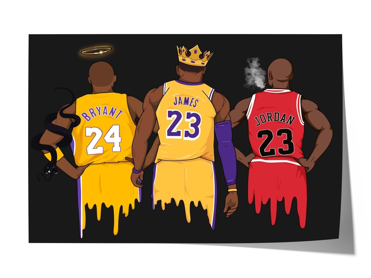 Basketball Legends Trio Poster · Street Art Illustration · Pop Art Sport Design · Urban Athlete Artwork · Modern Wall Art · Unframed Print