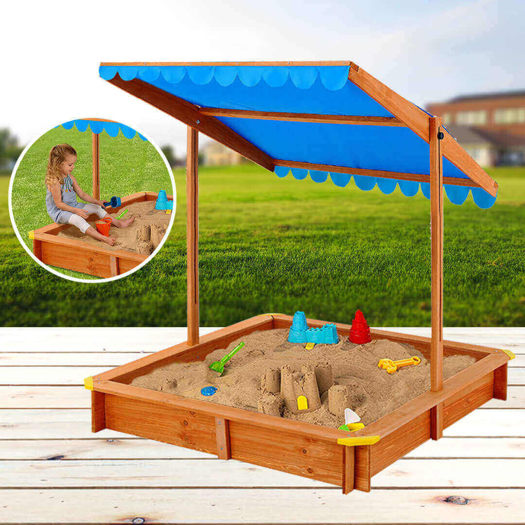 Sandpit with sun canopy