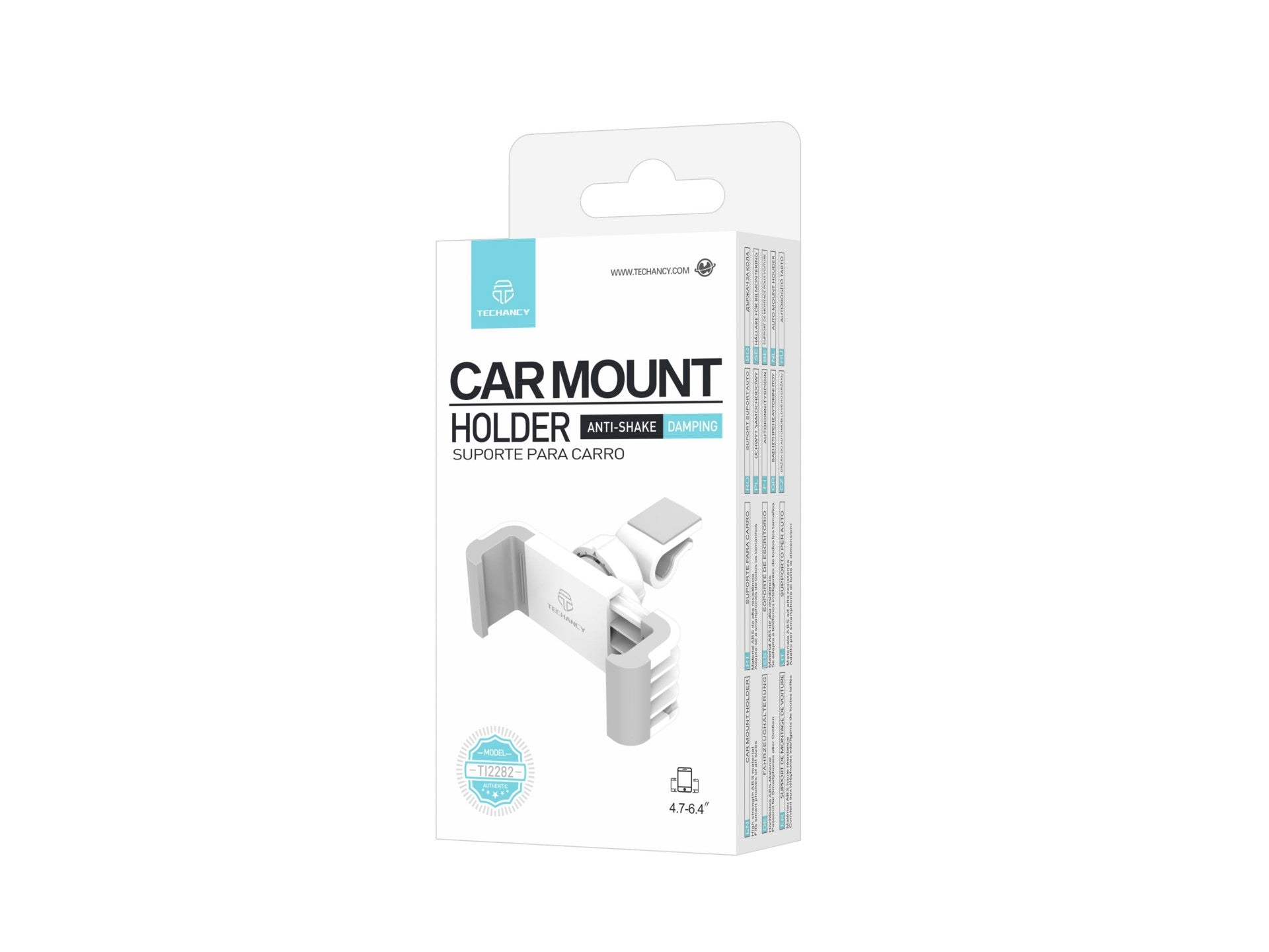 Techancy Car Phone Holder TI2282 Rotatable Stable Compatible with 4.7 to 6.4 Inch White