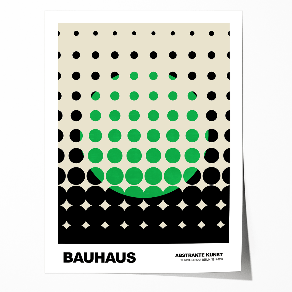 Poster Bauhaus Dots · Green Grid Design on Beige · Abstract Geometry Wall Art · Retro Modern Art Decor Print Unframed
