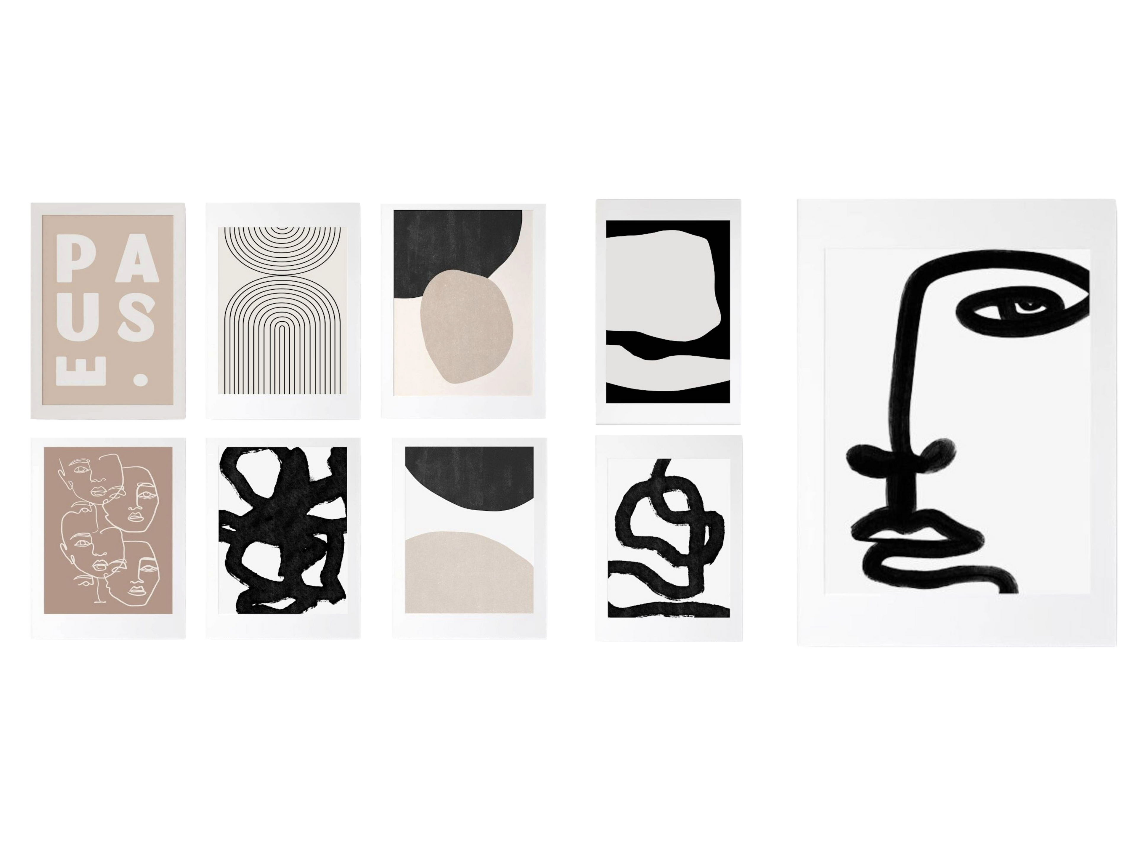 Poster faces lines and abstract shapes as a decorative print without a frame