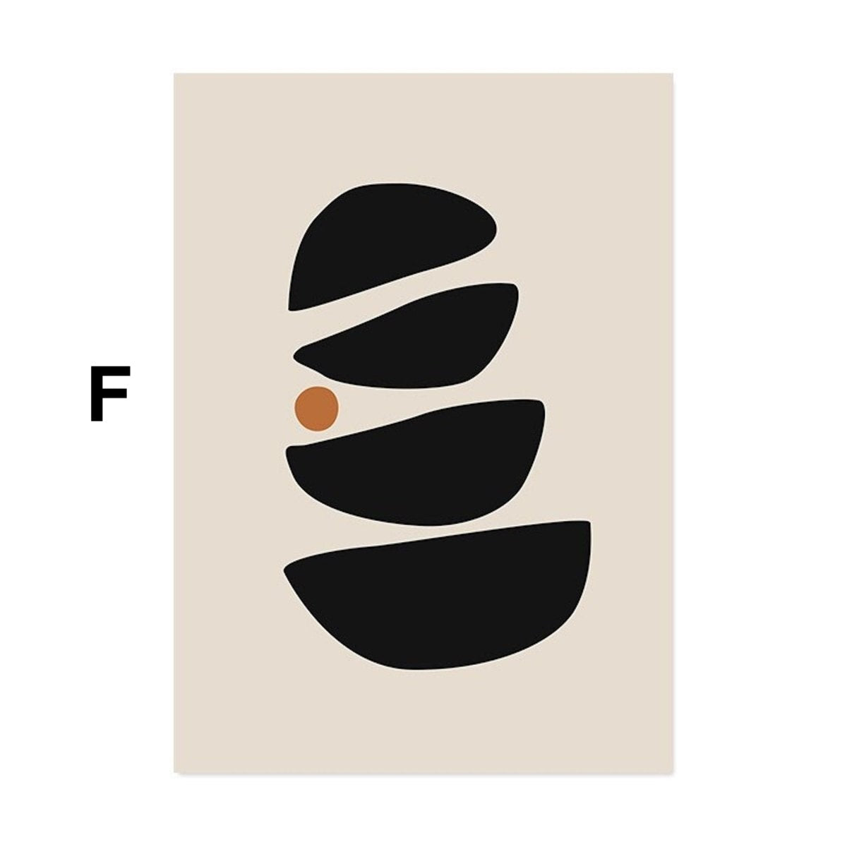 Poster with flowing lines and arches in beige and black as a decorative print, unframed