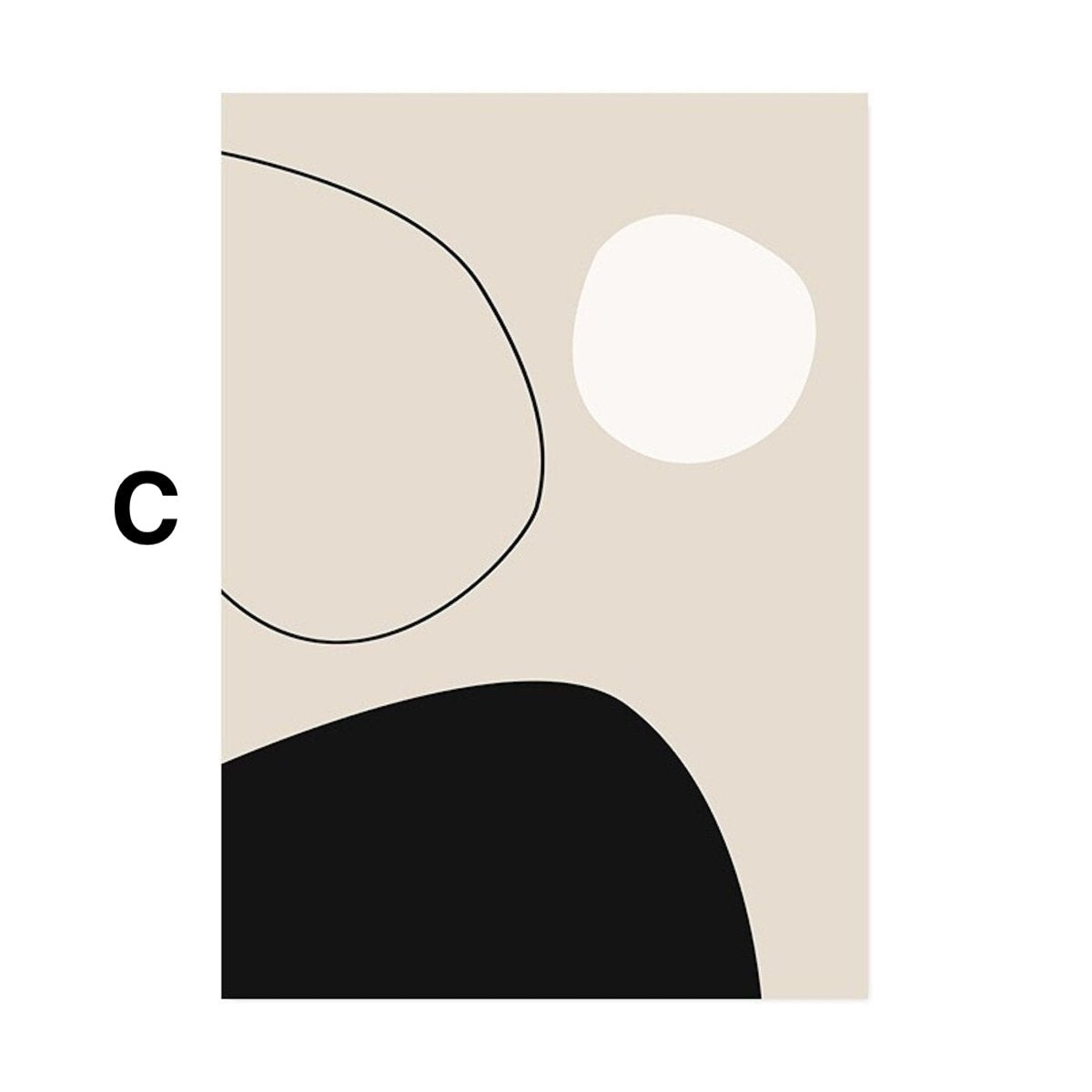 Poster with flowing lines and arches in beige and black as a decorative print, unframed