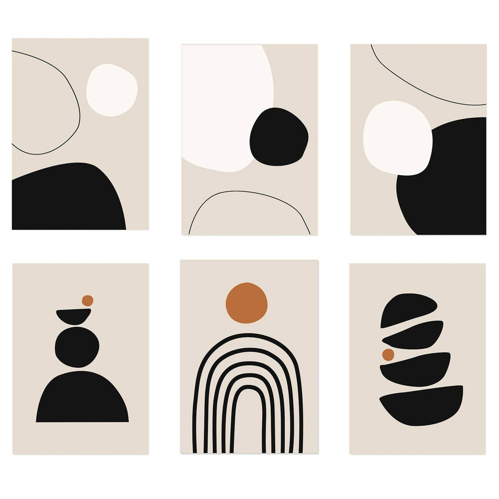 Poster Keise Linien und Bogen in Beige und Schwarz als Deko Print ohne Rahmen