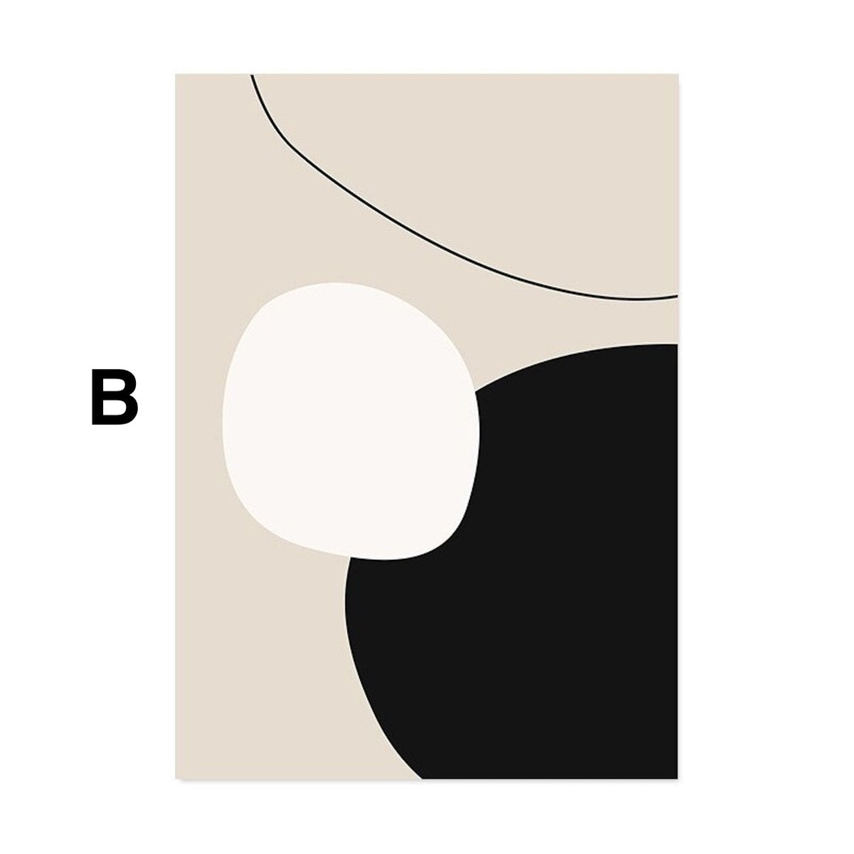 Poster with flowing lines and arches in beige and black as a decorative print, unframed