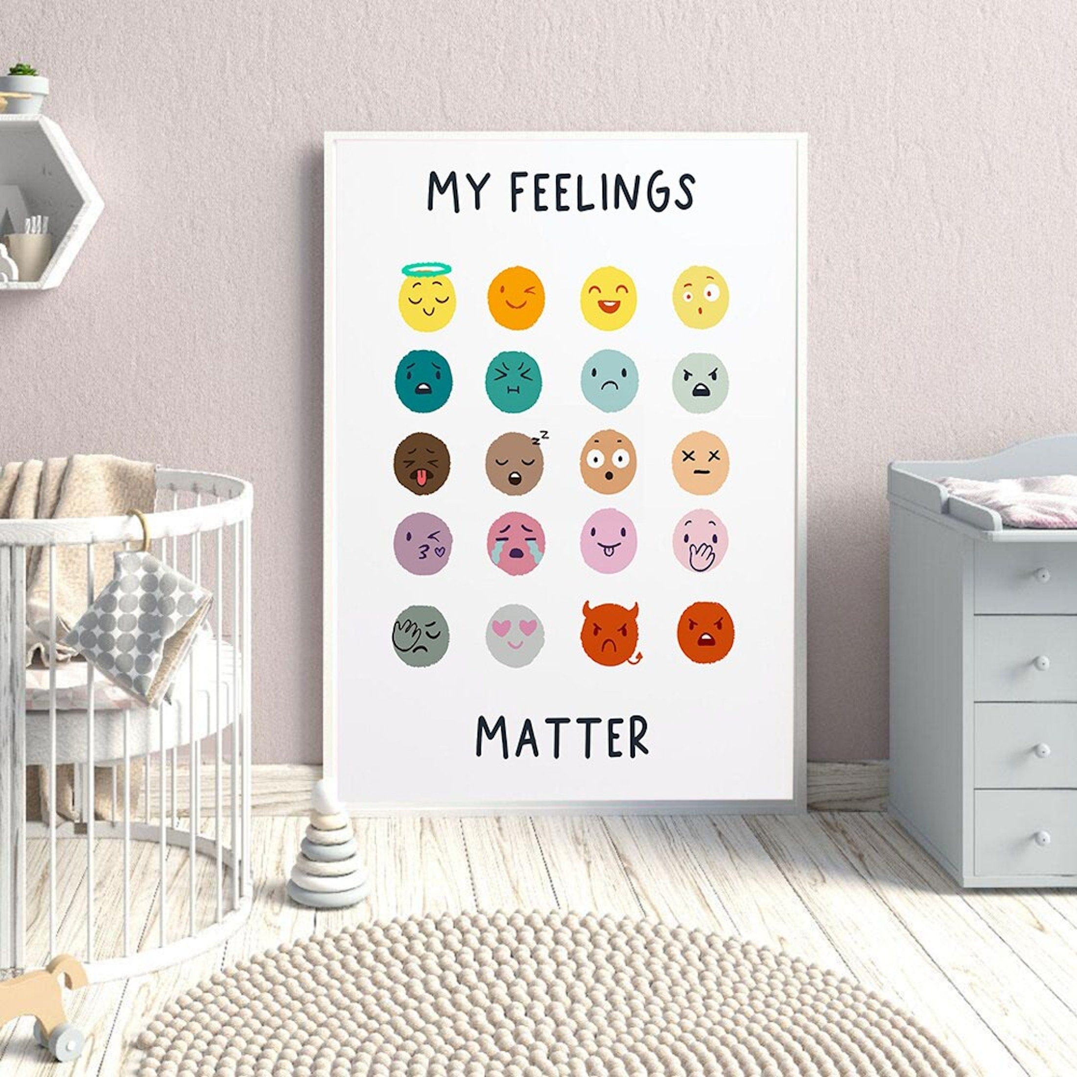 Poster Kids Emojis Feelings as Decorative Print without Frame
