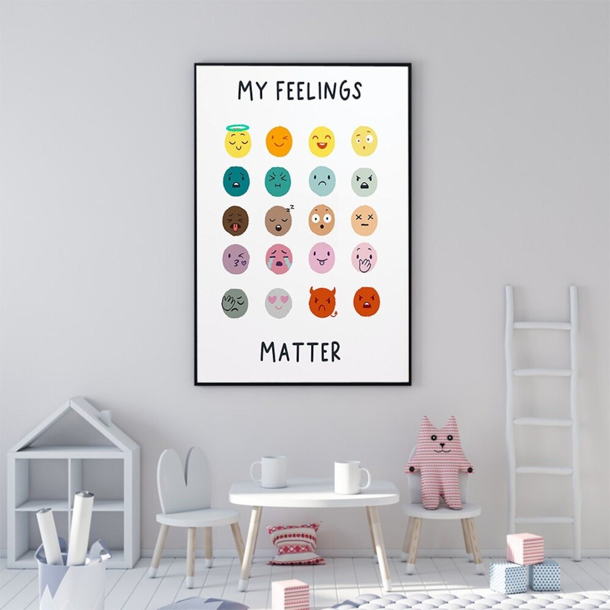 Poster Kids Emojis Feelings as Decorative Print without Frame