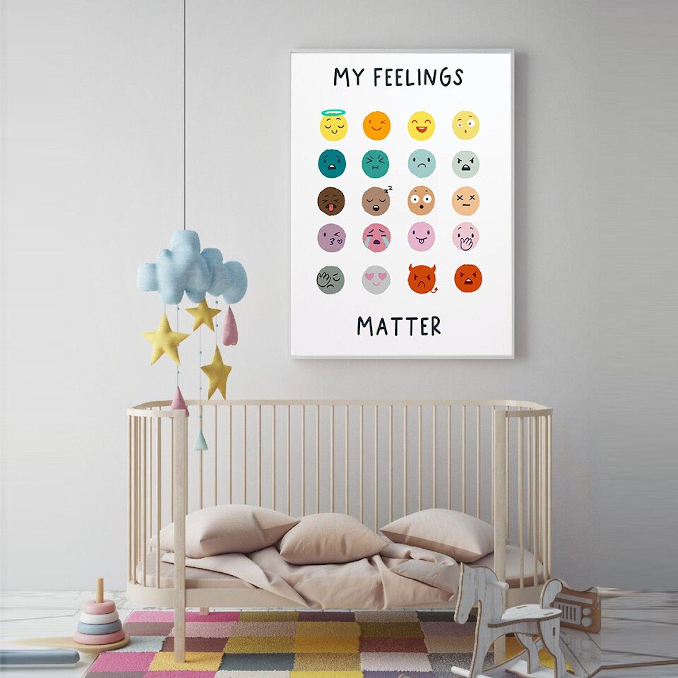 Poster Kids Emojis Feelings as Decorative Print without Frame