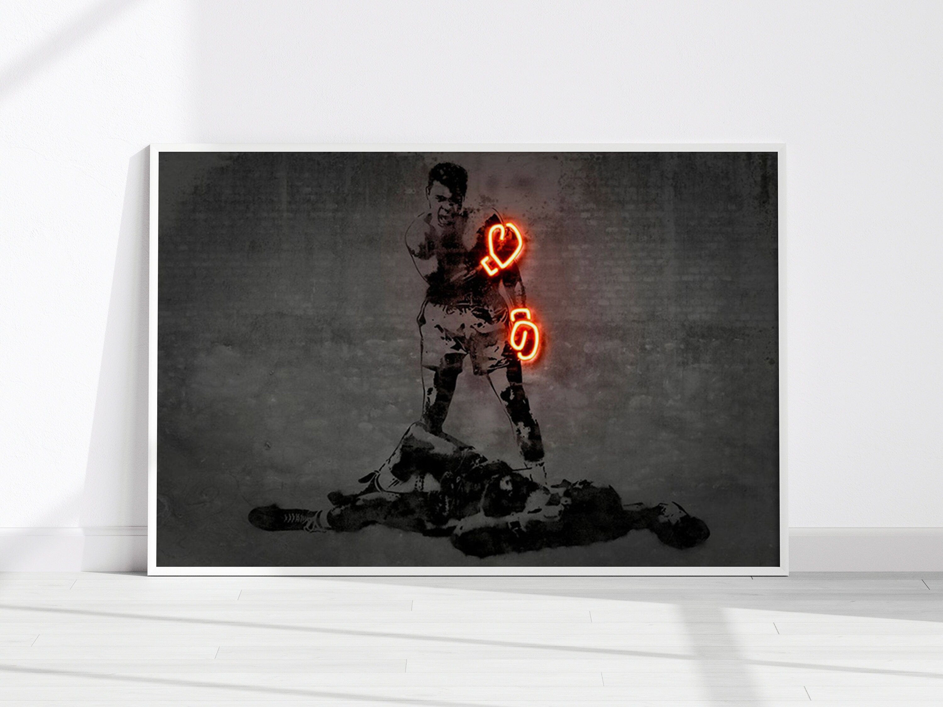 Poster Muhammad Ali Neon Boxing Gloves I Gym I Living Room Pictures I Workout Room Pictures I Decorative Print I unframed