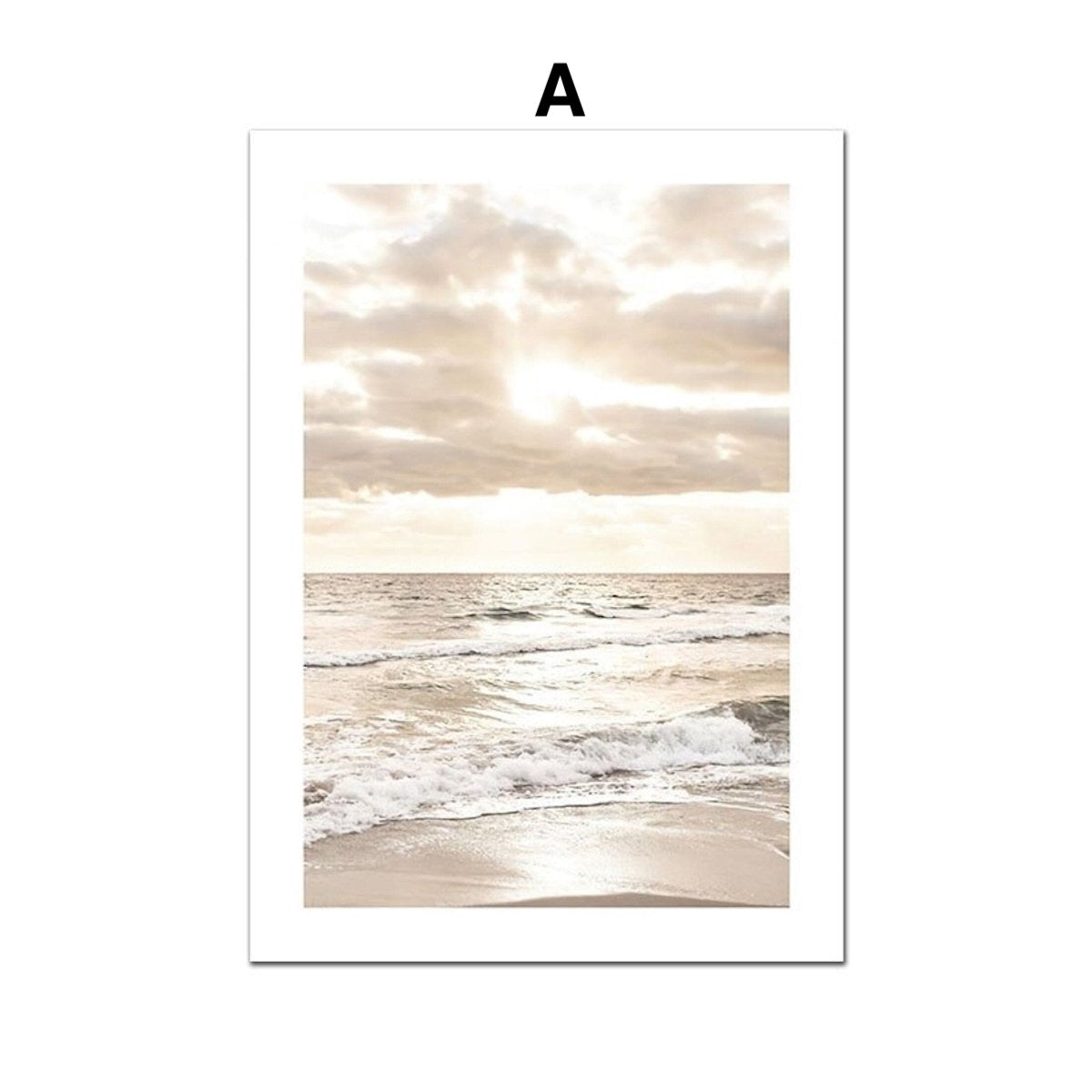 Poster Sunrise on the Beach Shells and Pampas Grass as Decoration Print without Frame
