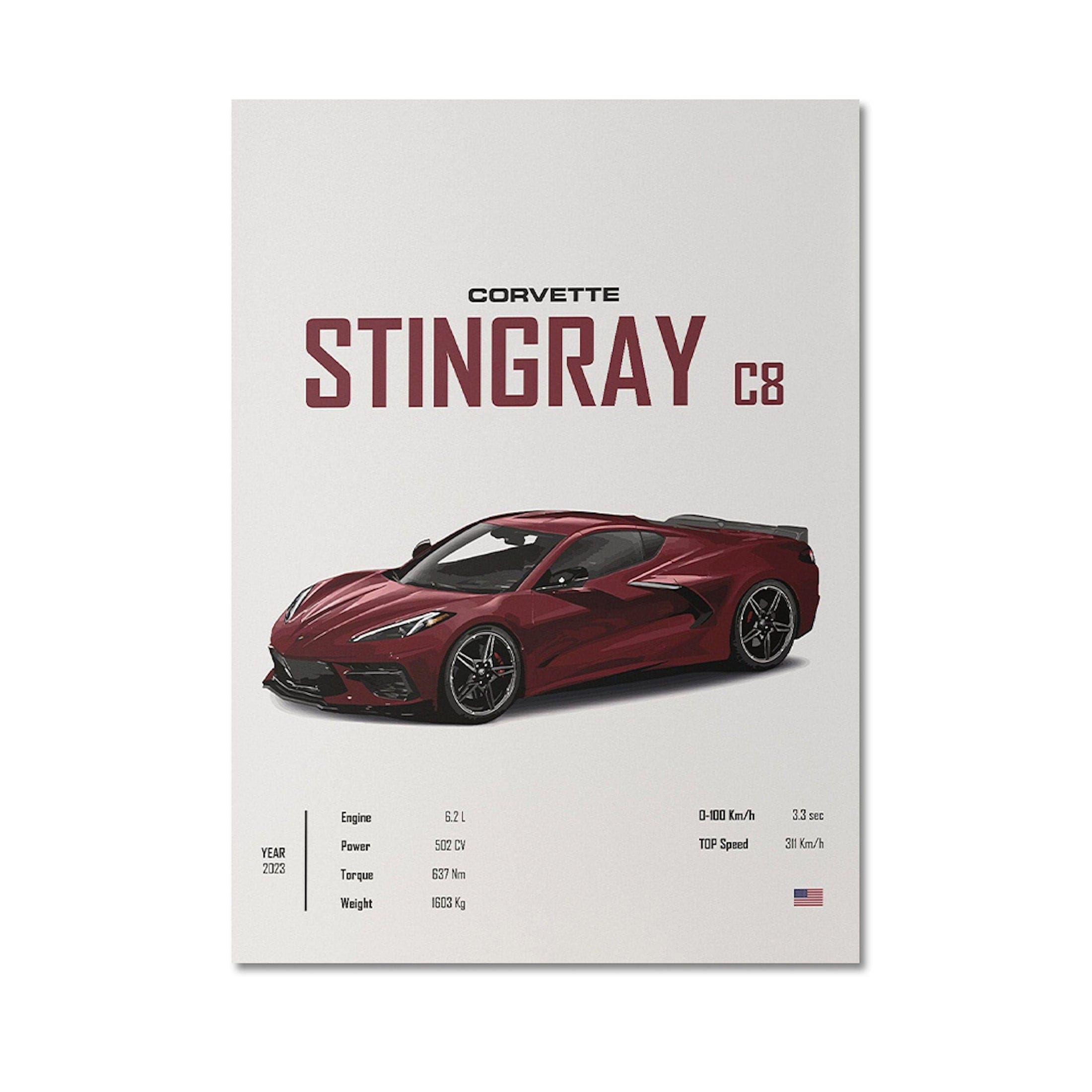 Poster Sports Car CORVETTE Stingray C8 C3 DODGE CHARGER RTSportscar I Gift for him I Living Room & Office I Wall Decor I Print without frame