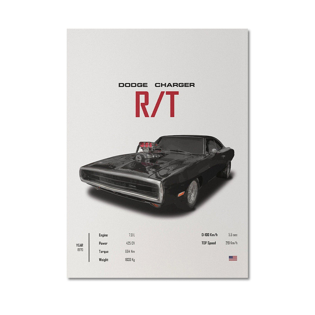 Poster Sportwagen CORVETTE Stingray C8 C3 DODGE CHARGER RTSportauto I Geschenk für ihn I Wohnzimmmer & Büro I Wand Deko I Print ohne Rahmen