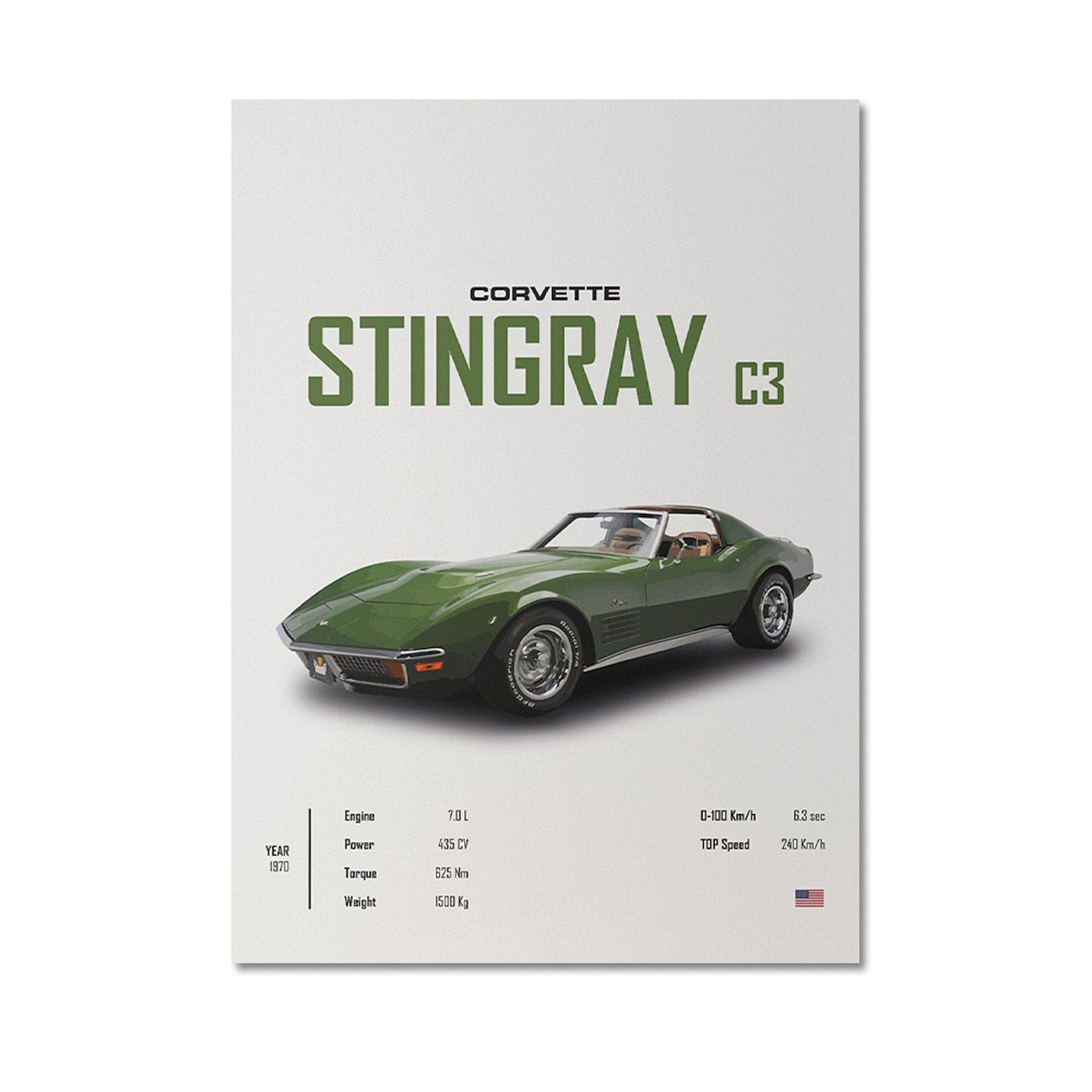 Poster Sports Car CORVETTE Stingray C8 C3 DODGE CHARGER RTSportscar I Gift for him I Living Room & Office I Wall Decor I Print without frame