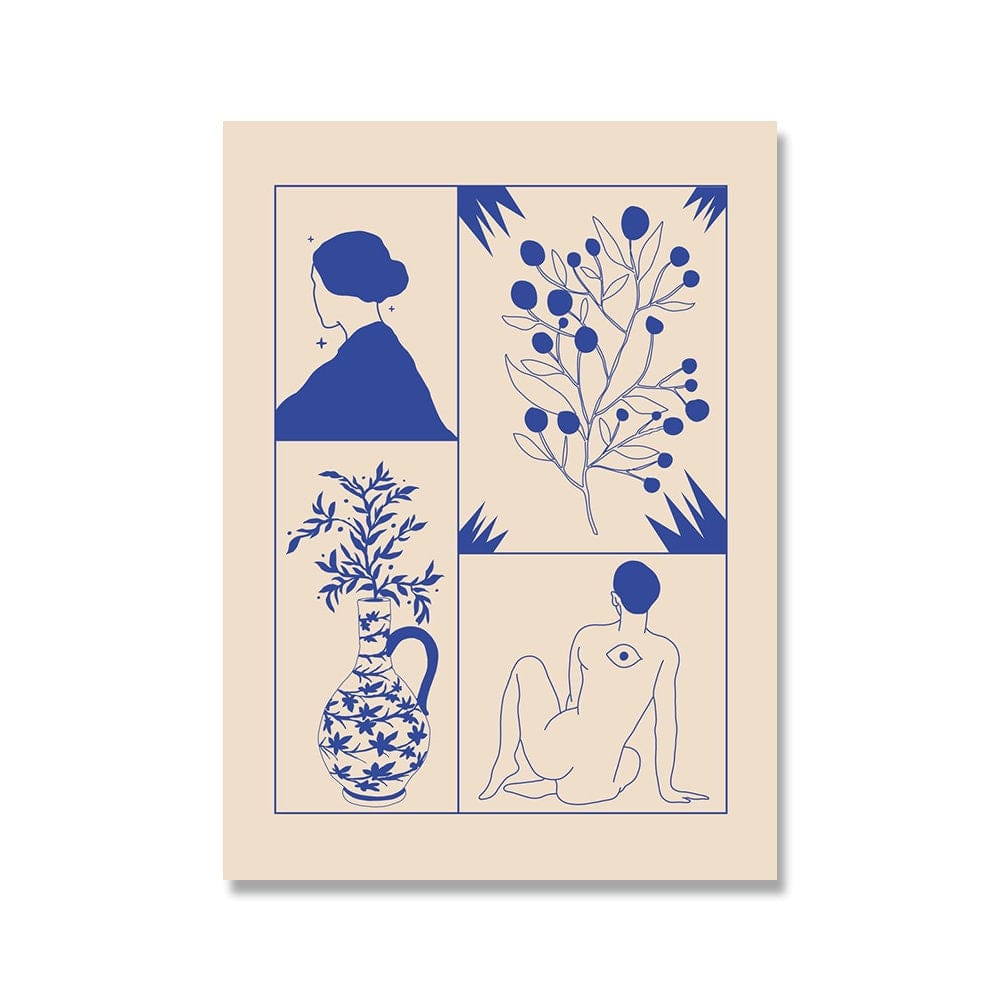 Poster Vintage Love Fortune Teller in Retro Style Love Makes You Blind in Blue as Decor Print Unframed