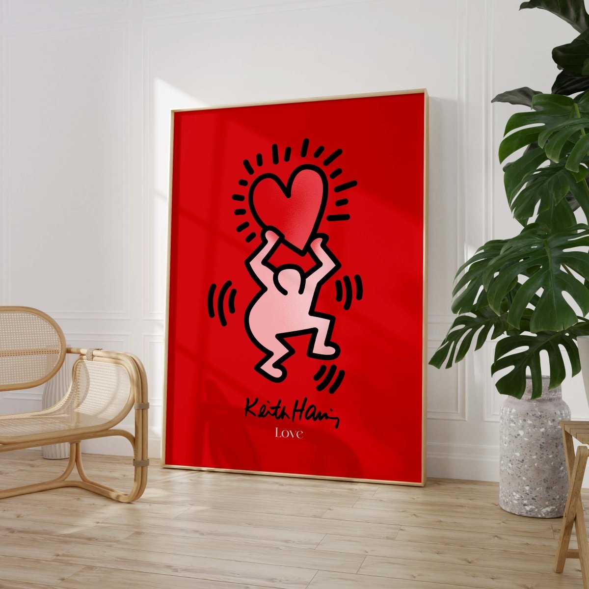Dancing Figure with Heart Poster · Pop Art Street Art Style · Modern Art Print Unframed
