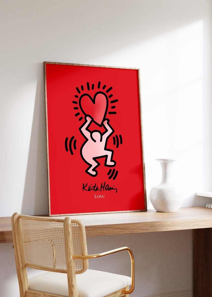 Dancing Figure with Heart Poster · Pop Art Street Art Style · Modern Art Print Unframed