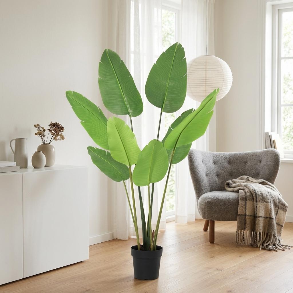 Strelitzia Nicolai Artificial Plant 155cm – Bird of Paradise Decorative Plant – Maintenance-Free Houseplant for Living Room, Office & Reception Area
