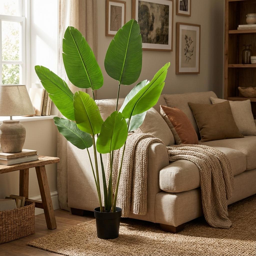 Strelitzia Nicolai Artificial Plant 155cm – Bird of Paradise Decorative Plant – Maintenance-Free Houseplant for Living Room, Office & Reception Area